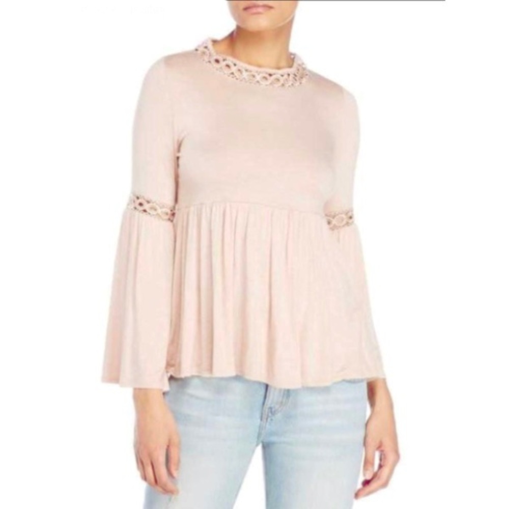 MAX JEANS Bell Sleeve Embroidered Lace Top - Picture 2 of 6